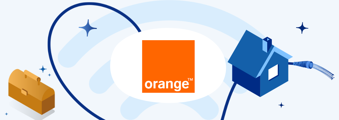 boîte à outils câble fibre logo orange et maison