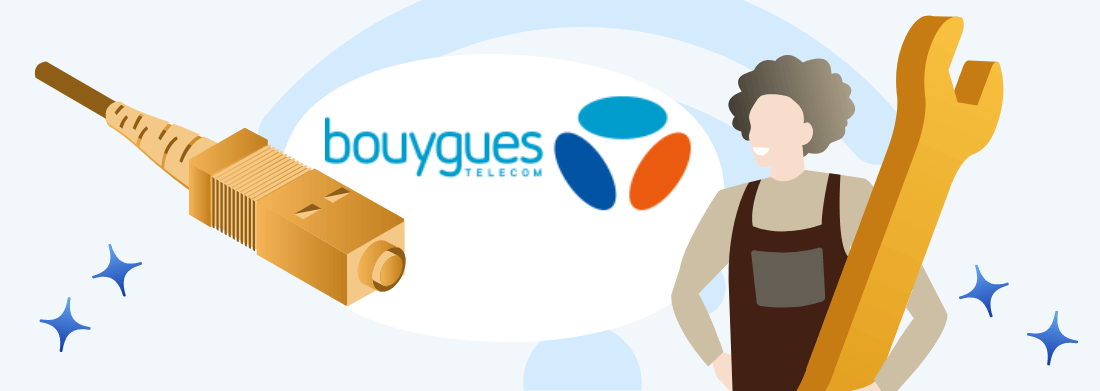 Installation de la box fibre Bouygues Telecom par un technicien.
