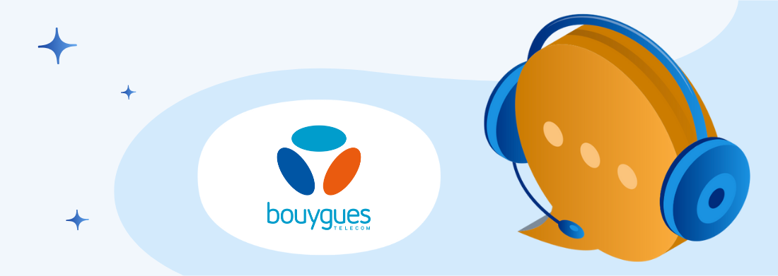 logo bouygues bulle de conversation avec casque et micro