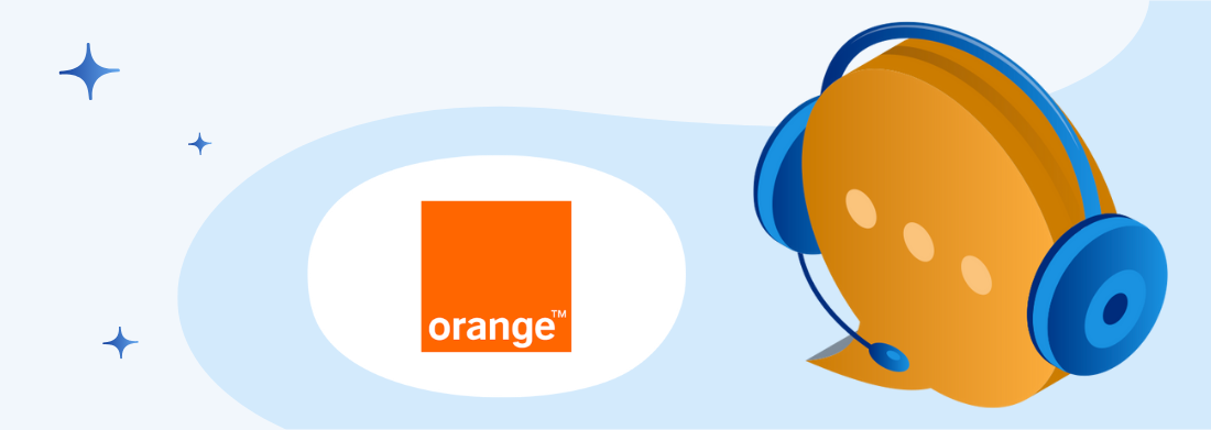 logo orange bulle de conversation avec casque et micro