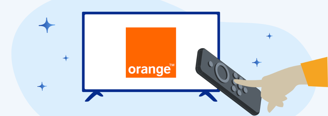 tv avec logo orange et télécommande