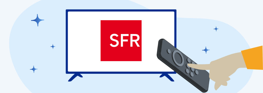 tv avec logo sfr et télécommande