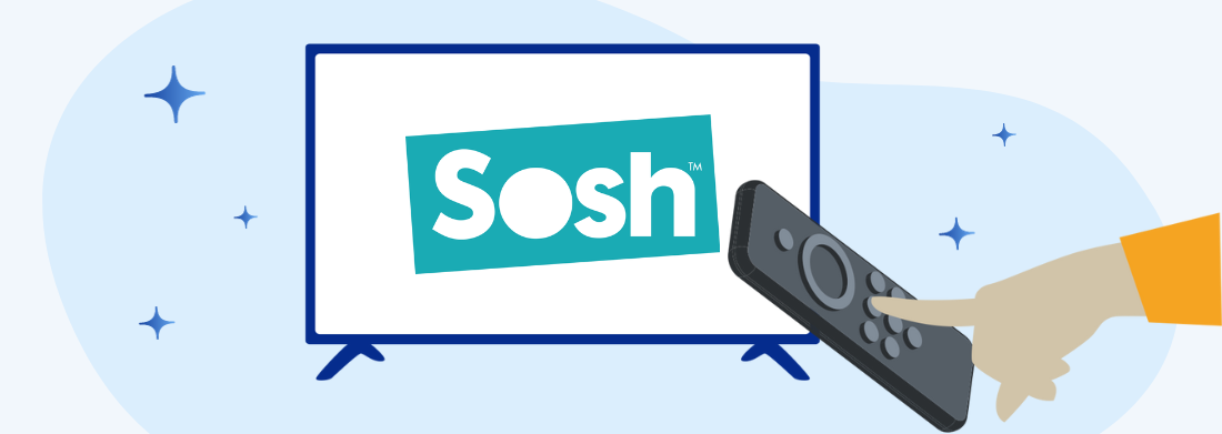 tv avec logo sosh et télécommande