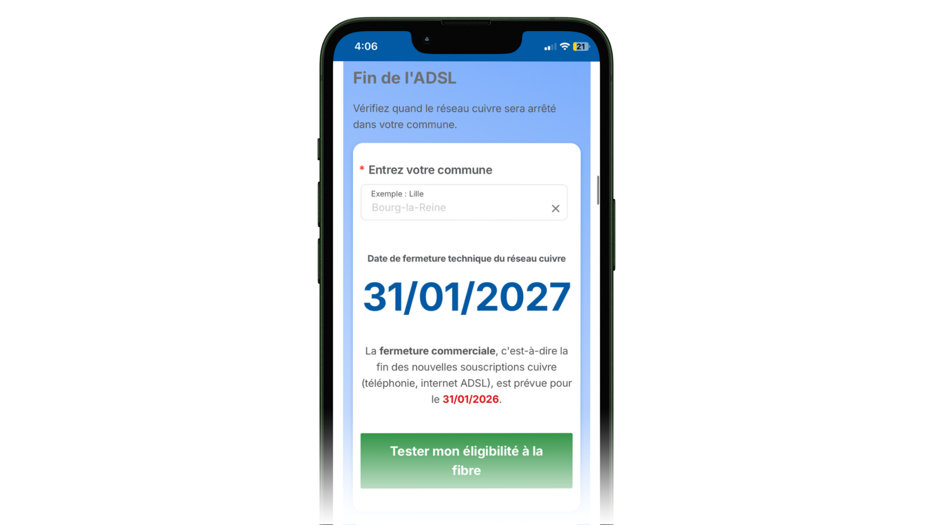 capture écran outil fin adsl