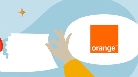 contrat déchiré câble fibre et logo orange