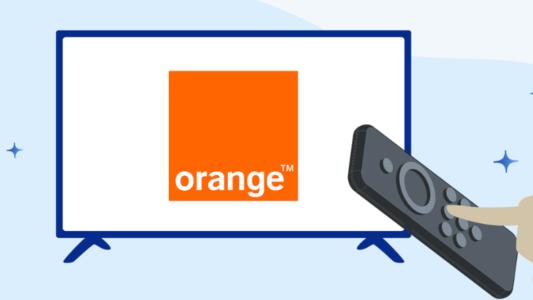 tv avec logo orange et télécommande