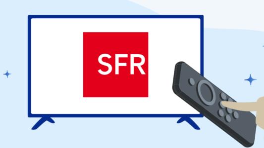 tv avec logo sfr et télécommande