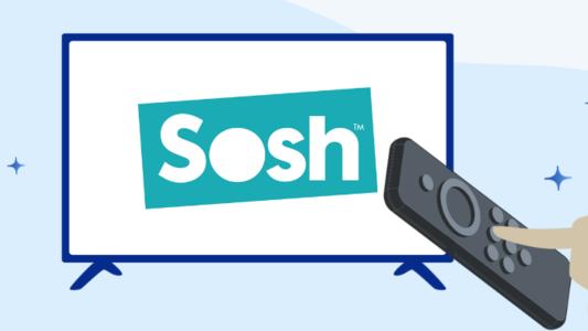 tv avec logo sosh et télécommande