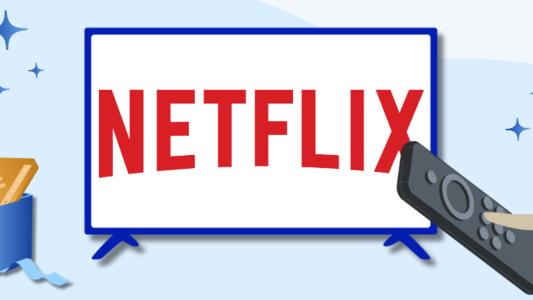 équipements fibre, tv avec logo netflix et main qui appuie sur une télécommande