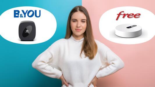femme hésitant entre la freebox pop s et la b&you pure fibre